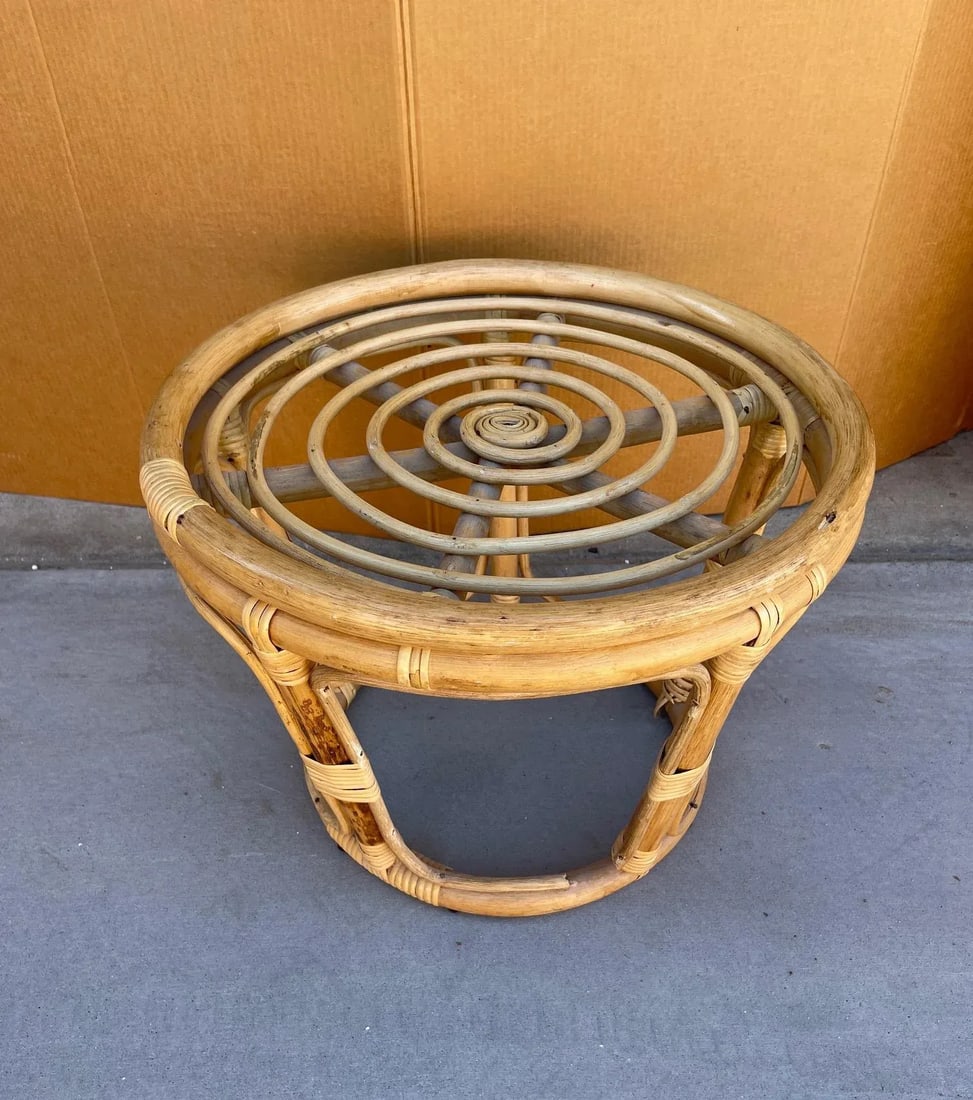 Vintage French European Bent Bamboo Stool - 3