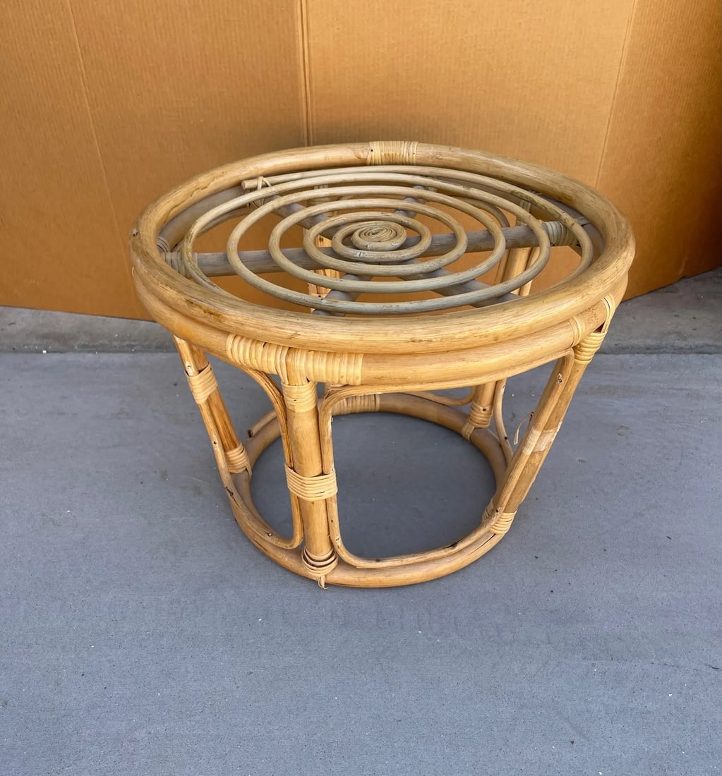 Vintage French European Bent Bamboo Stool - 4