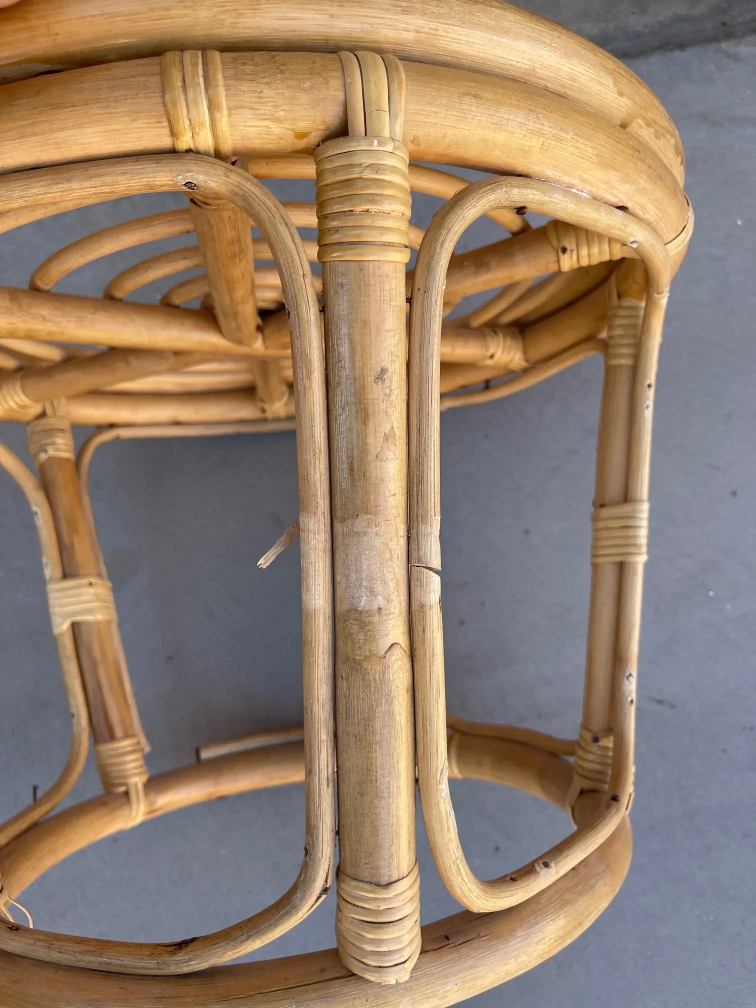 Vintage French European Bent Bamboo Stool - 5