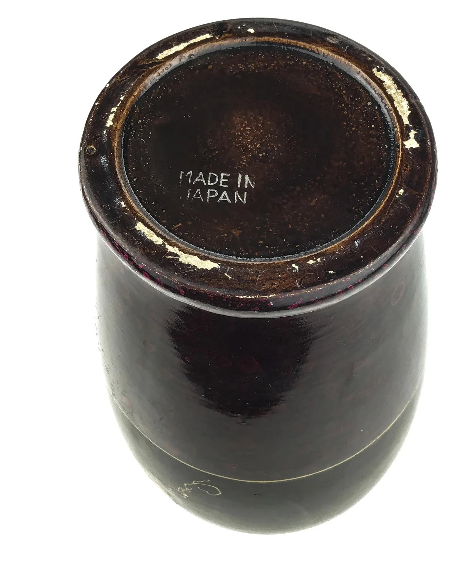 Vintage Artisan Lacquered Metal Hand Painted Vase Japan - 12