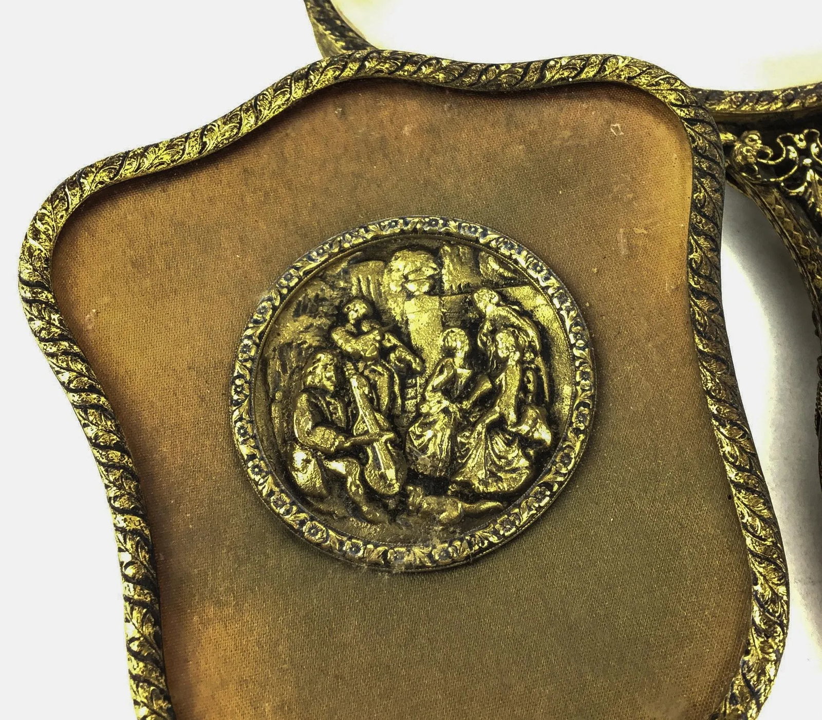 Antique His & Hers Victorian Hand Mirror 3 Piece Brush Set - 10