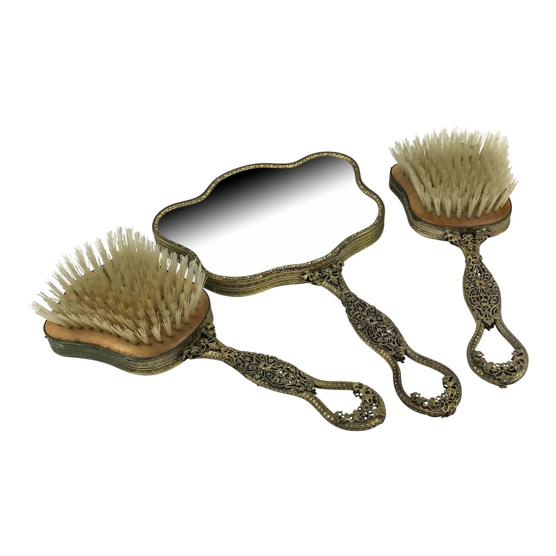 Antique His & Hers Victorian Hand Mirror 3 Piece Brush Set (1 of 13)