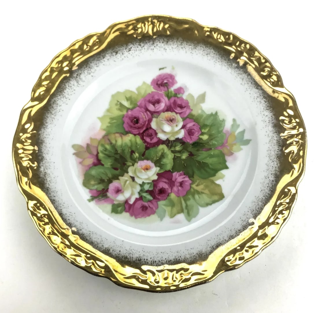 Antique Roses Desert Plate Gold Rimmed - 10