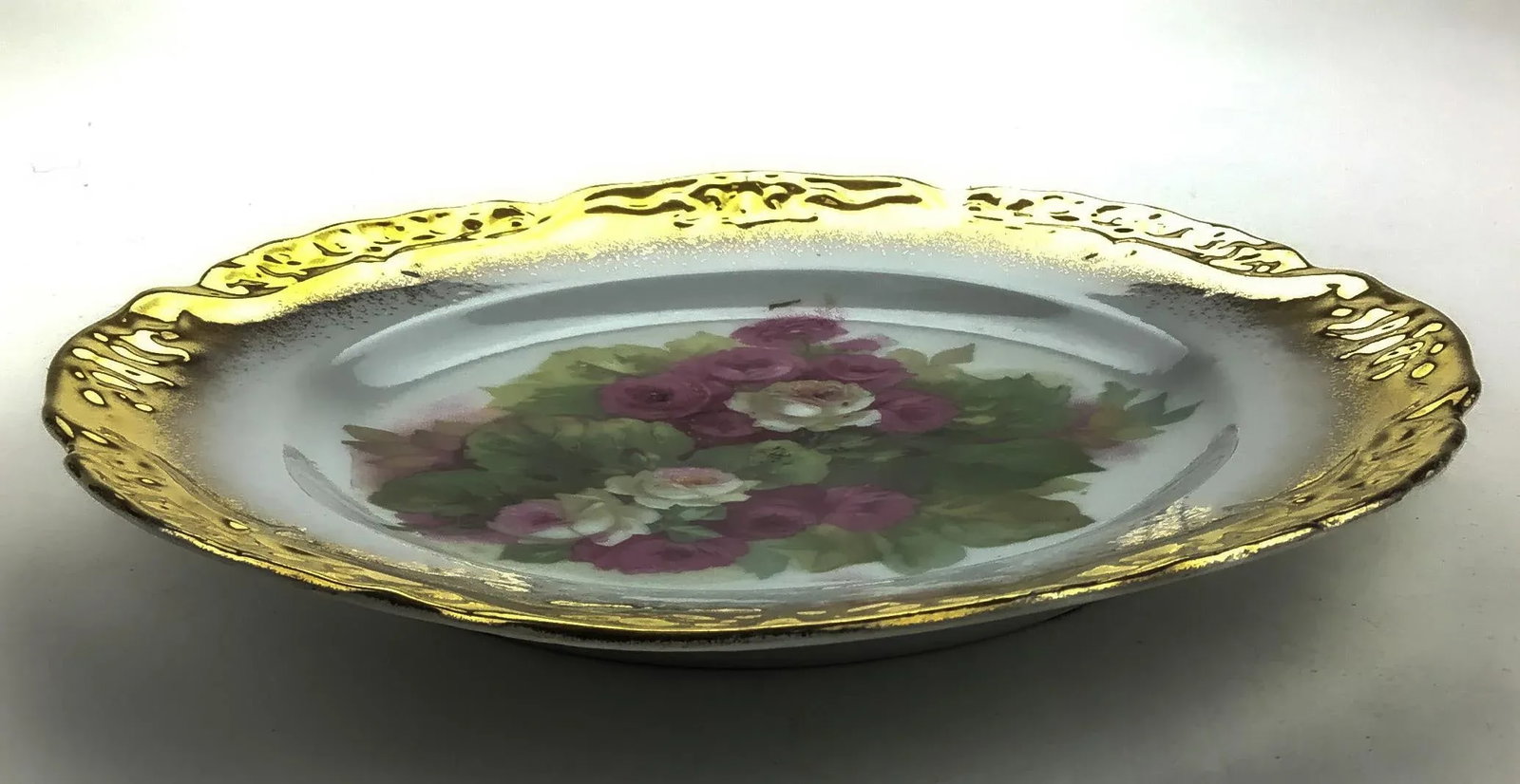 Antique Roses Desert Plate Gold Rimmed - 4