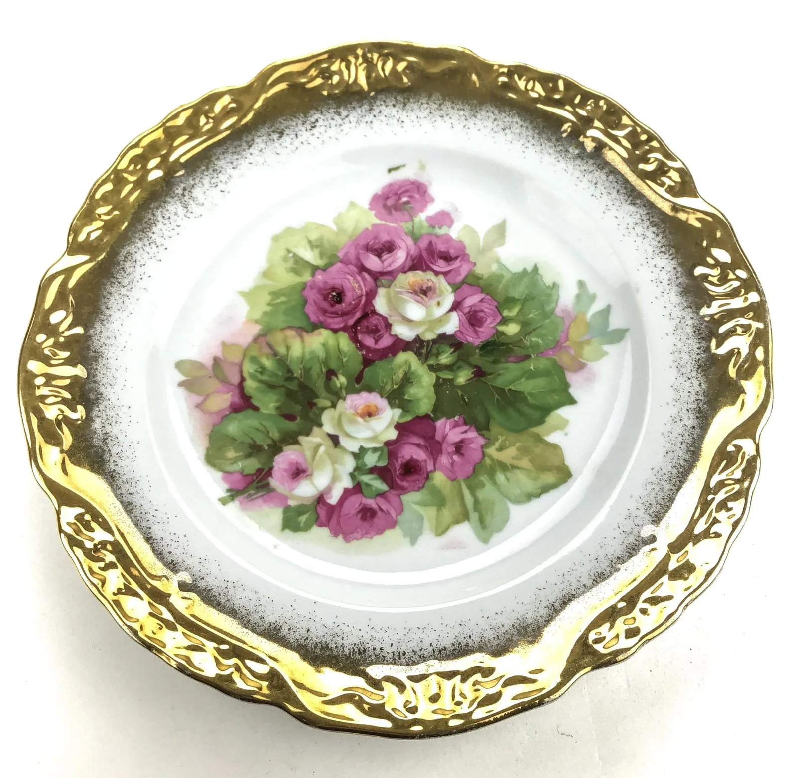 Antique Roses Desert Plate Gold Rimmed - 5