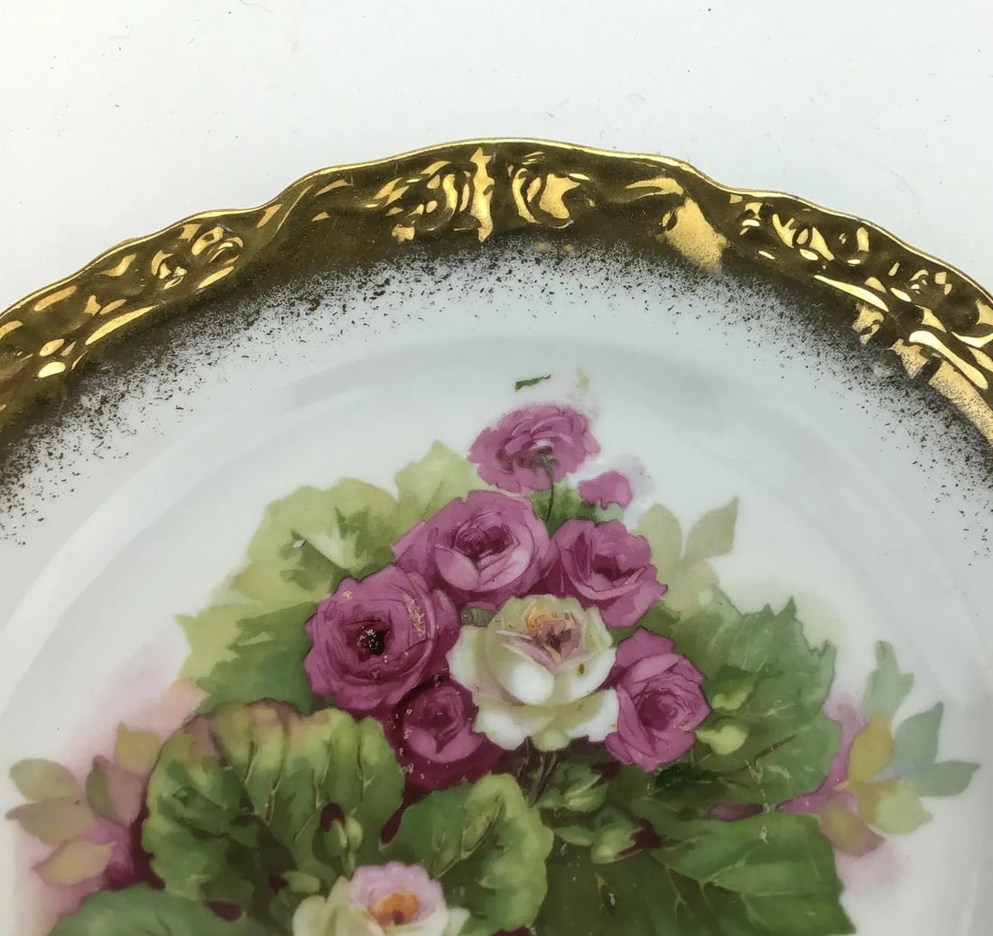 Antique Roses Desert Plate Gold Rimmed - 6