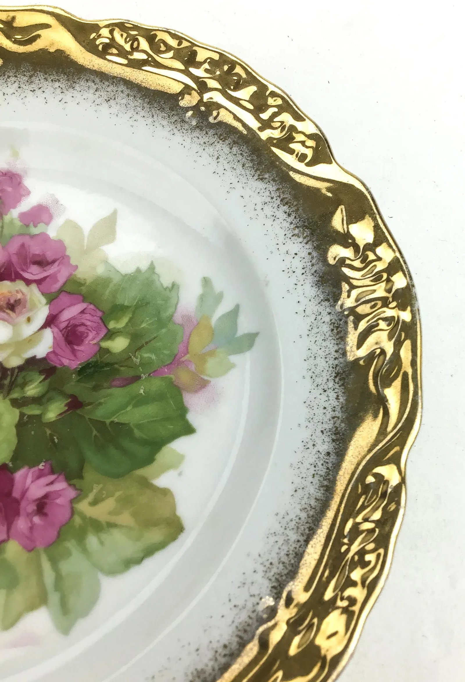 Antique Roses Desert Plate Gold Rimmed - 7