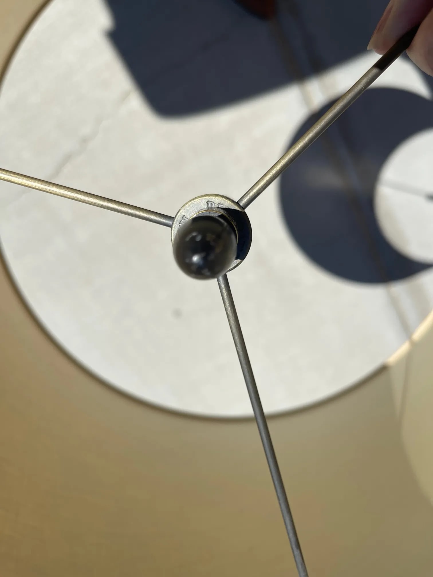 Restoration Hardware English Barrel Tan Lamp Shades W/ Antique Brass Finials-A Pair - 3