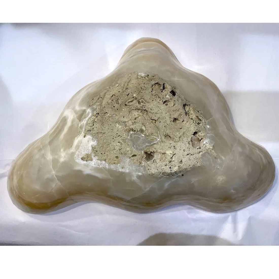 Vintage Carved Onyx Live Edge Bowl - 10