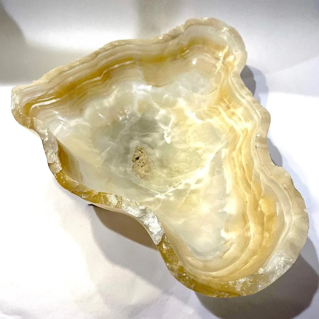 Vintage Carved Onyx Live Edge Bowl - 12