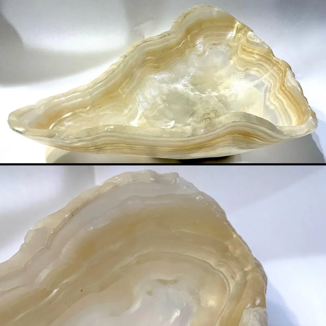 Vintage Carved Onyx Live Edge Bowl - 6