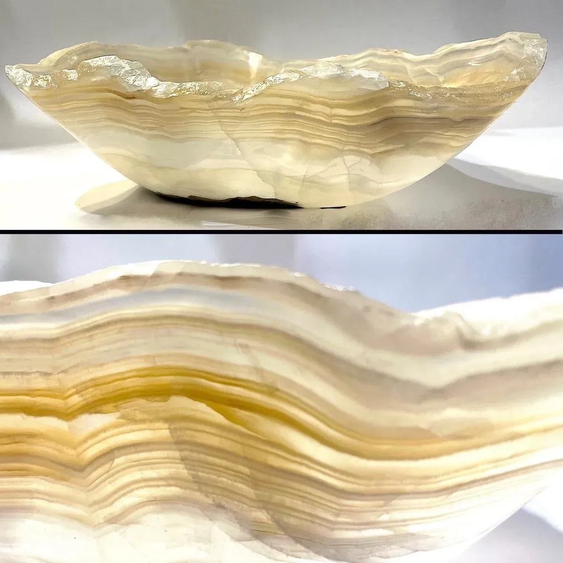 Vintage Carved Onyx Live Edge Bowl - 7