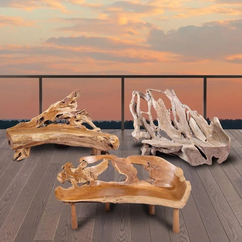 Modern Free Form Teak Root Bench 29 - 11