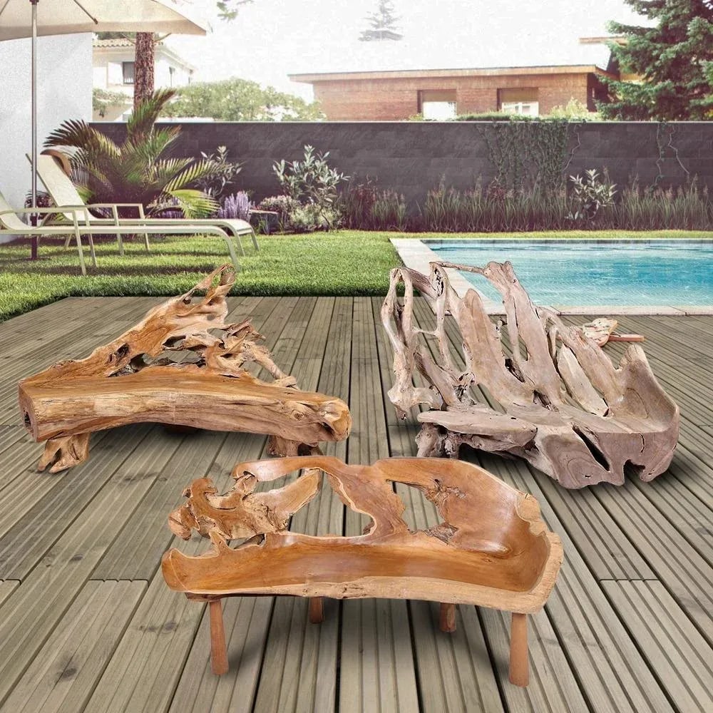 Modern Free Form Teak Root Bench 29 - 12