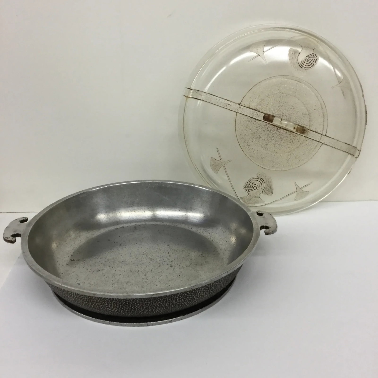 Antique Glass Covered Frying Pan - 10