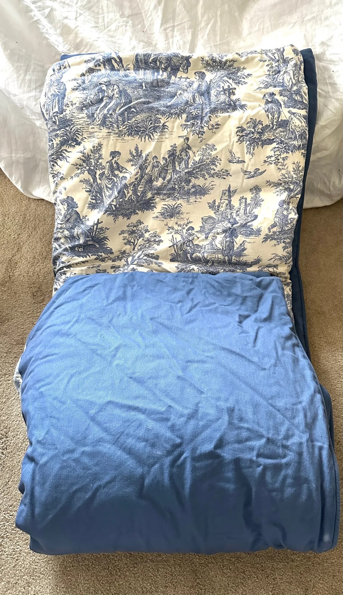 Blue Toile Queen Coverlet - 10