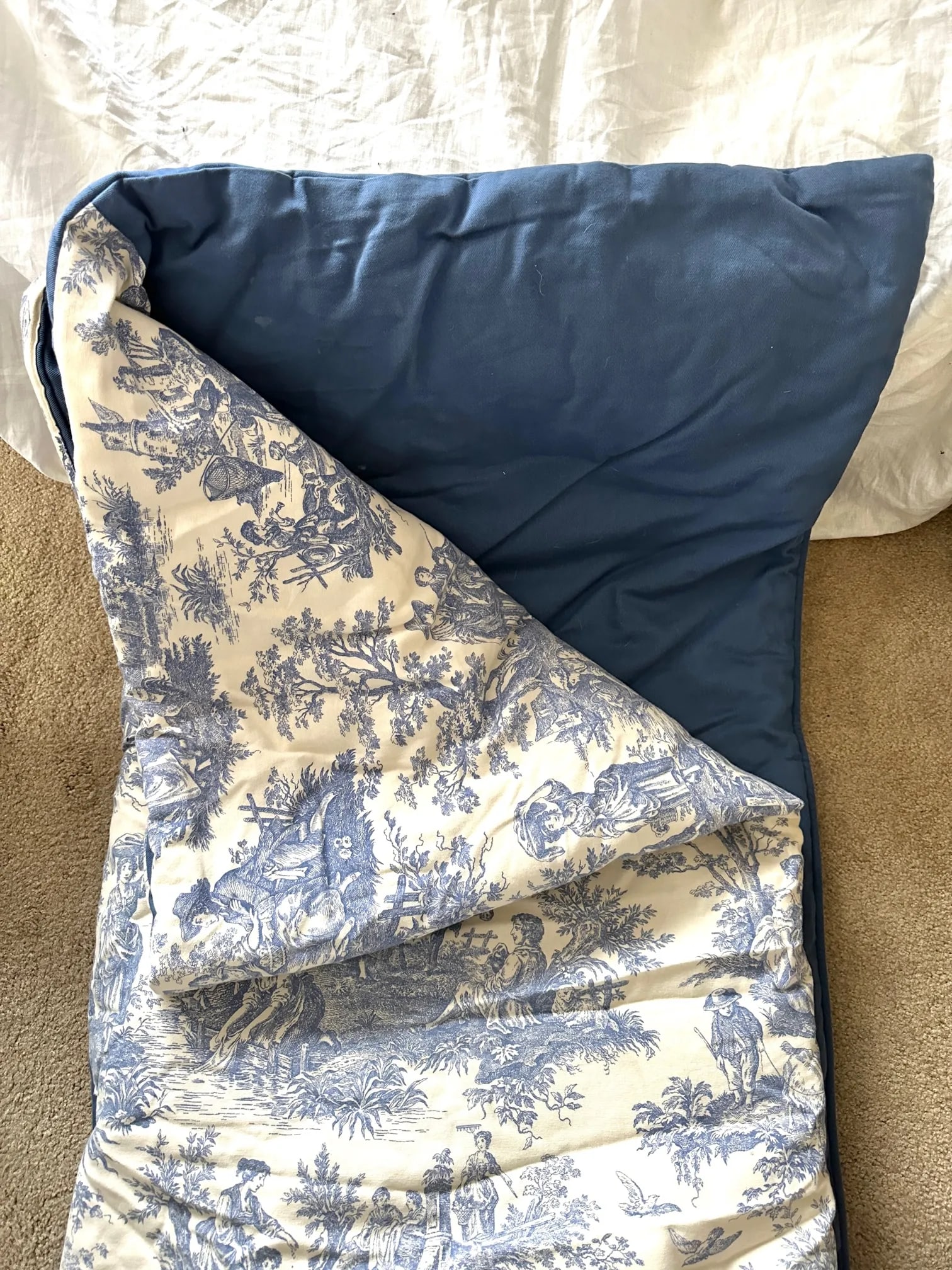 Blue Toile Queen Coverlet - 3