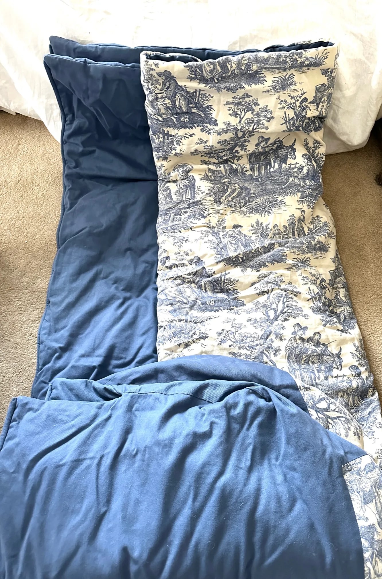 Blue Toile Queen Coverlet - 4