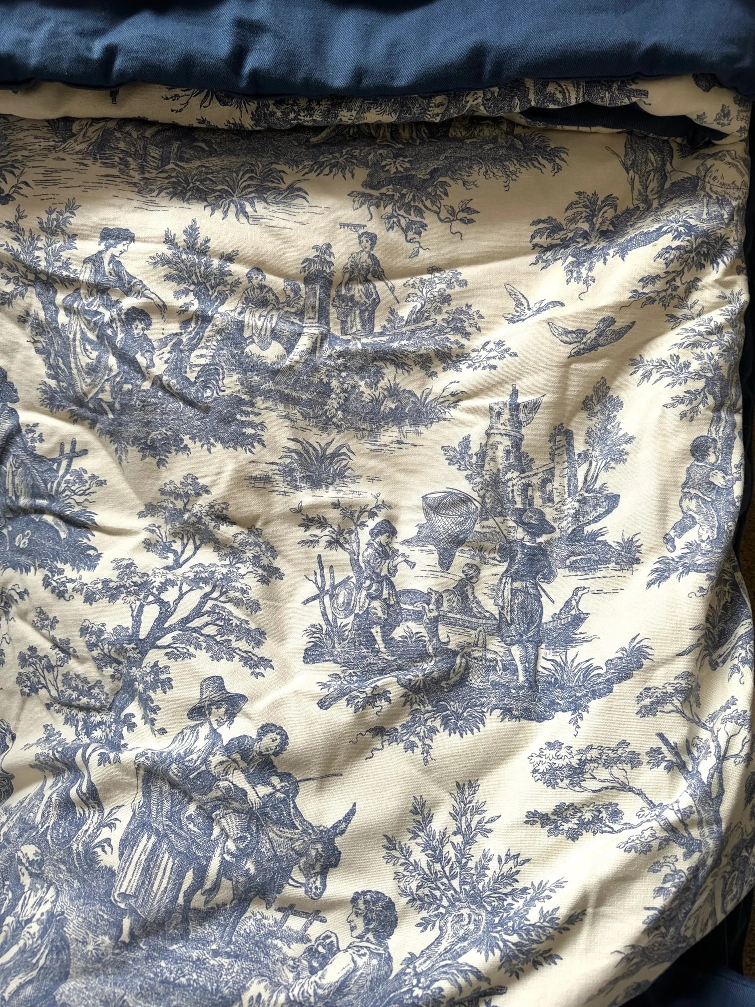 Blue Toile Queen Coverlet - 7