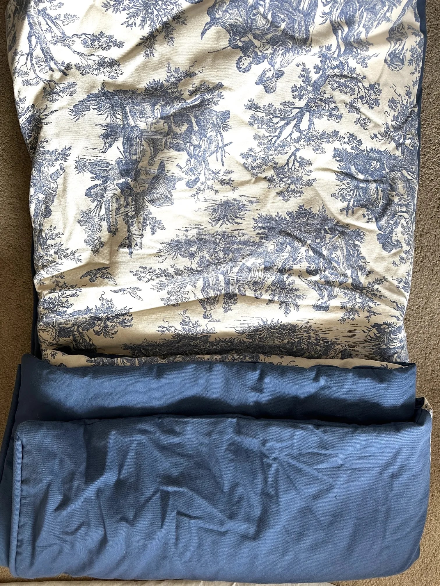 Blue Toile Queen Coverlet - 9