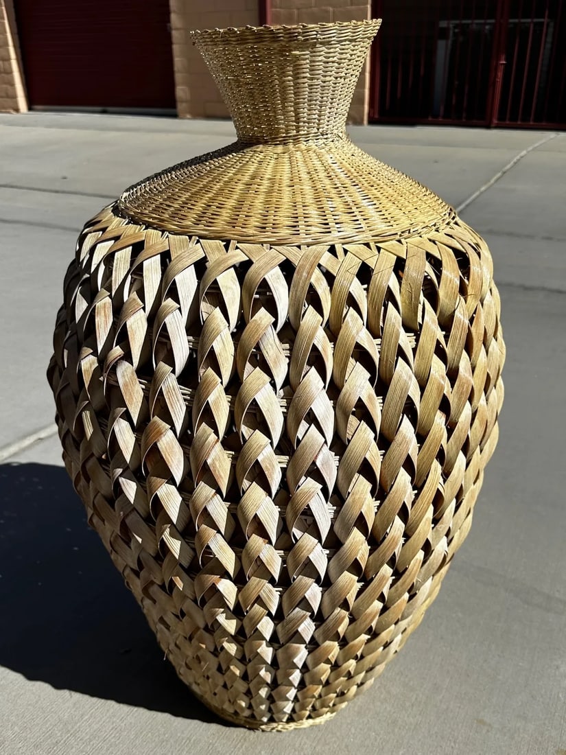 Large Woven Rattan Decorative Vase - 4