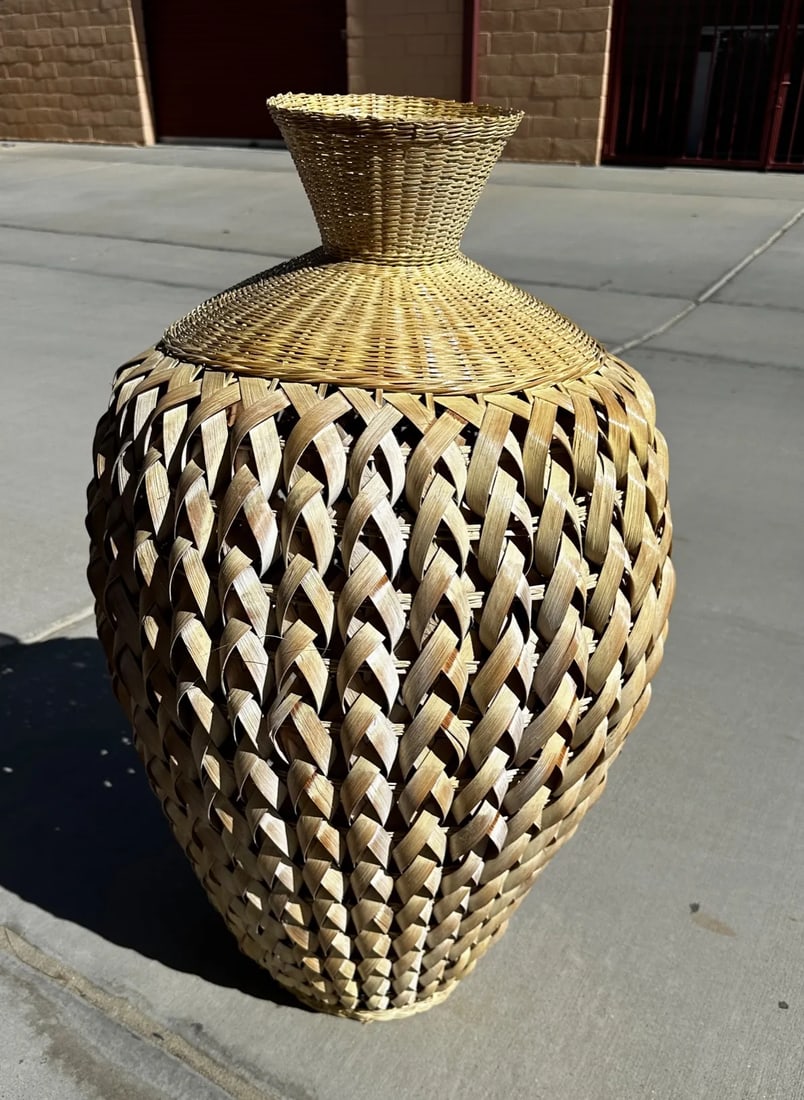 Large Woven Rattan Decorative Vase - 6