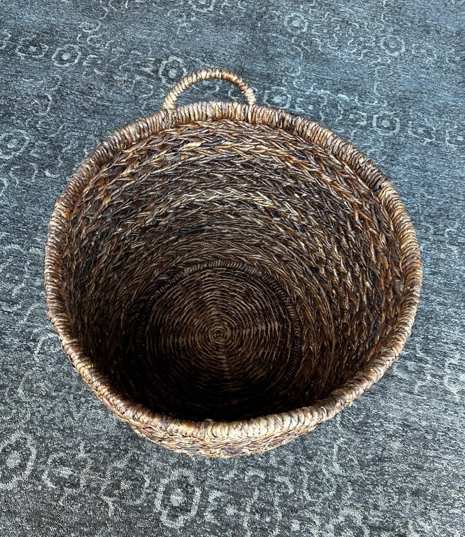 Woven Raffia Storage Basket W/Handles - 5