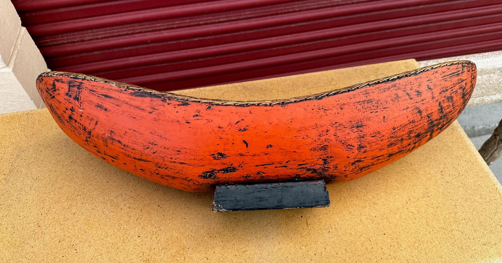 Chinese Carved Wood Decorative Bowl W/Rattan Trim - 3