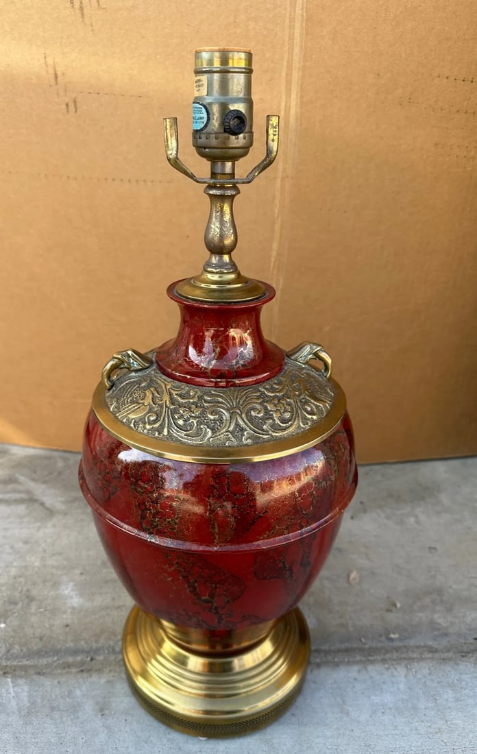 Vintage Mark Thomas Brass Urn Table Lamp - 2