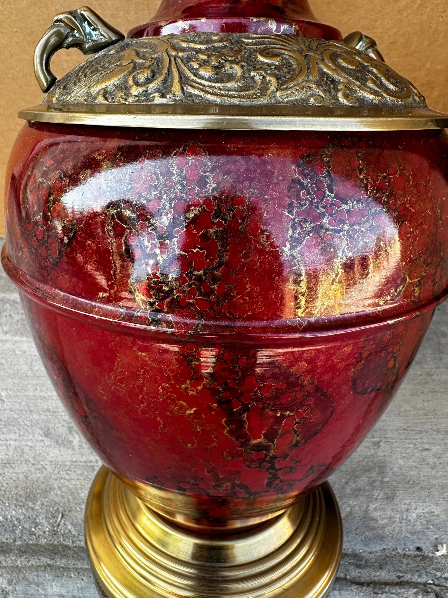 Vintage Mark Thomas Brass Urn Table Lamp - 4