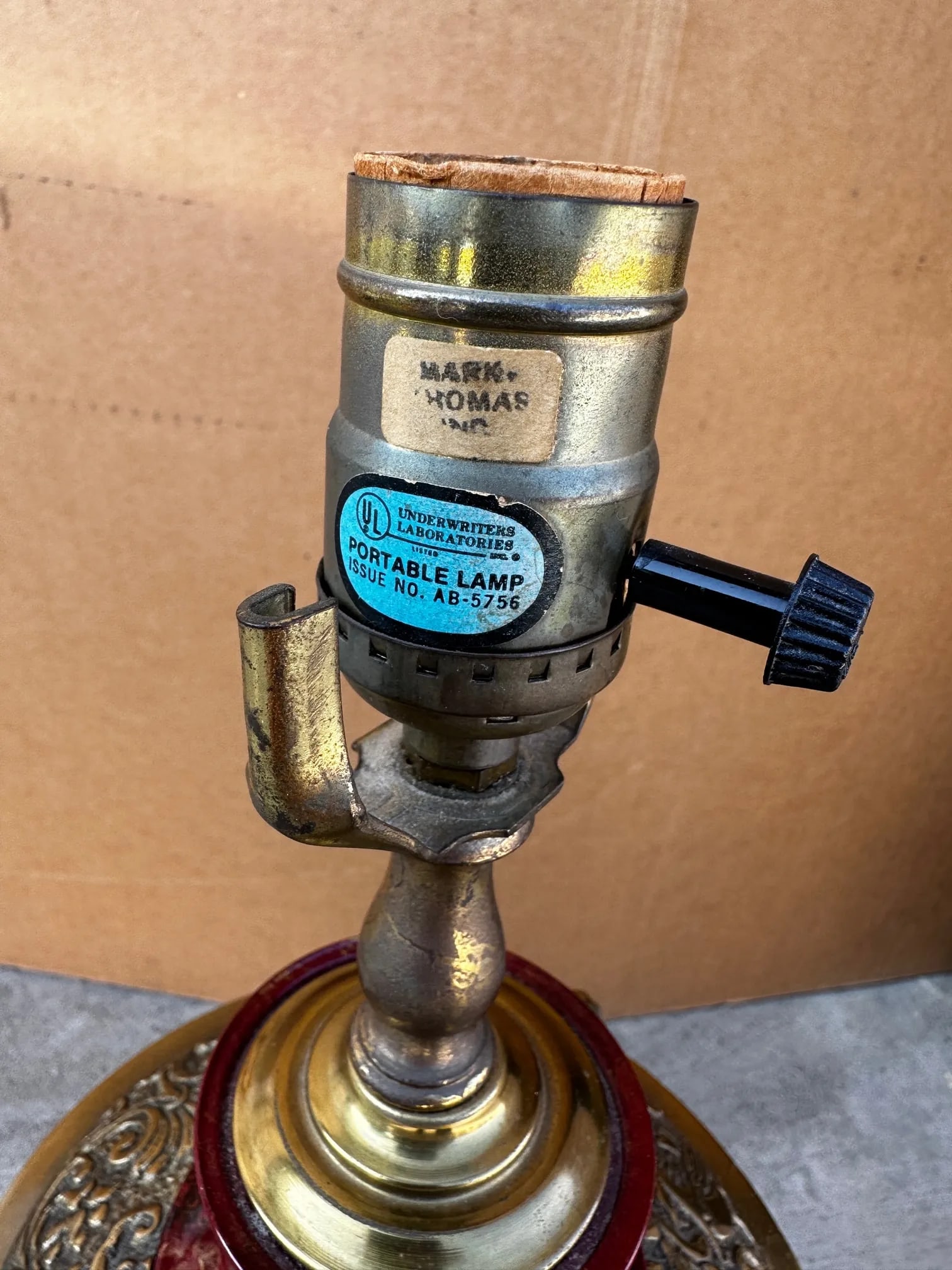 Vintage Mark Thomas Brass Urn Table Lamp - 6