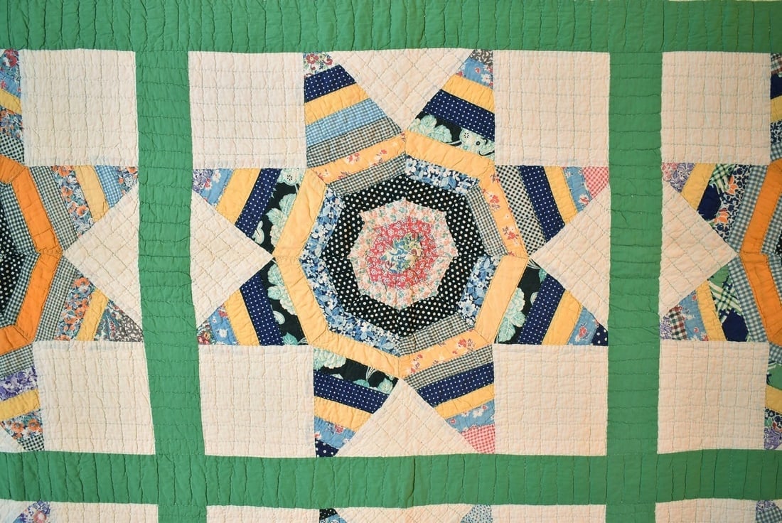 30's Strip Star Patchwork Quilt - 2