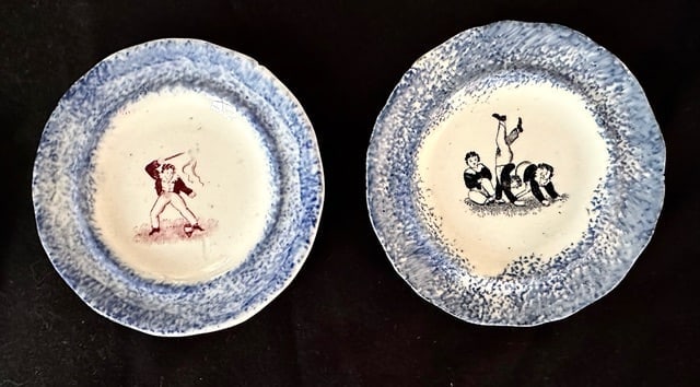 12 Small 19th C. Spatterware Child’s Plates - 5