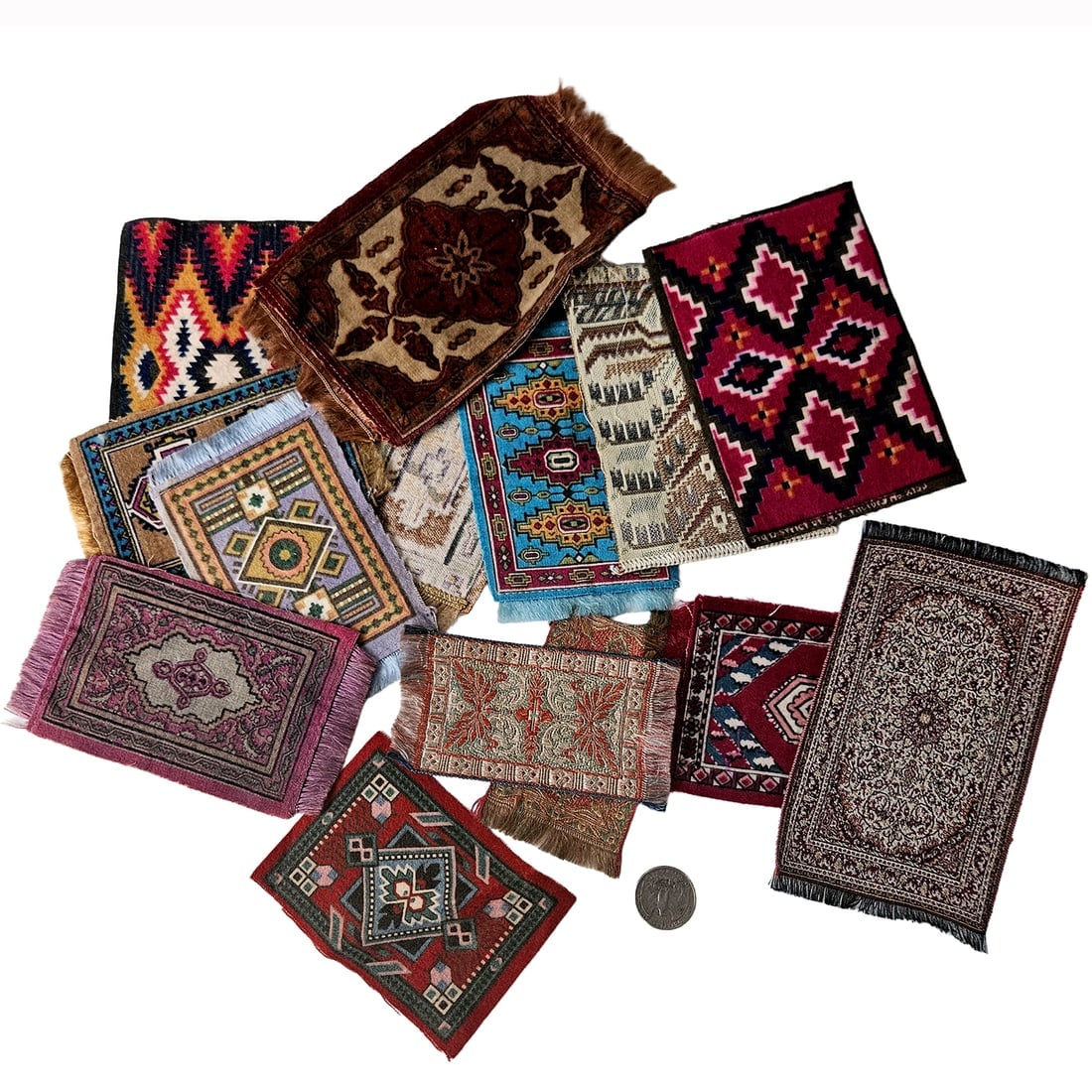 Large Lot of Miniature Dollhouse Hand-knotted Rugs and Carpets (1 of 12)