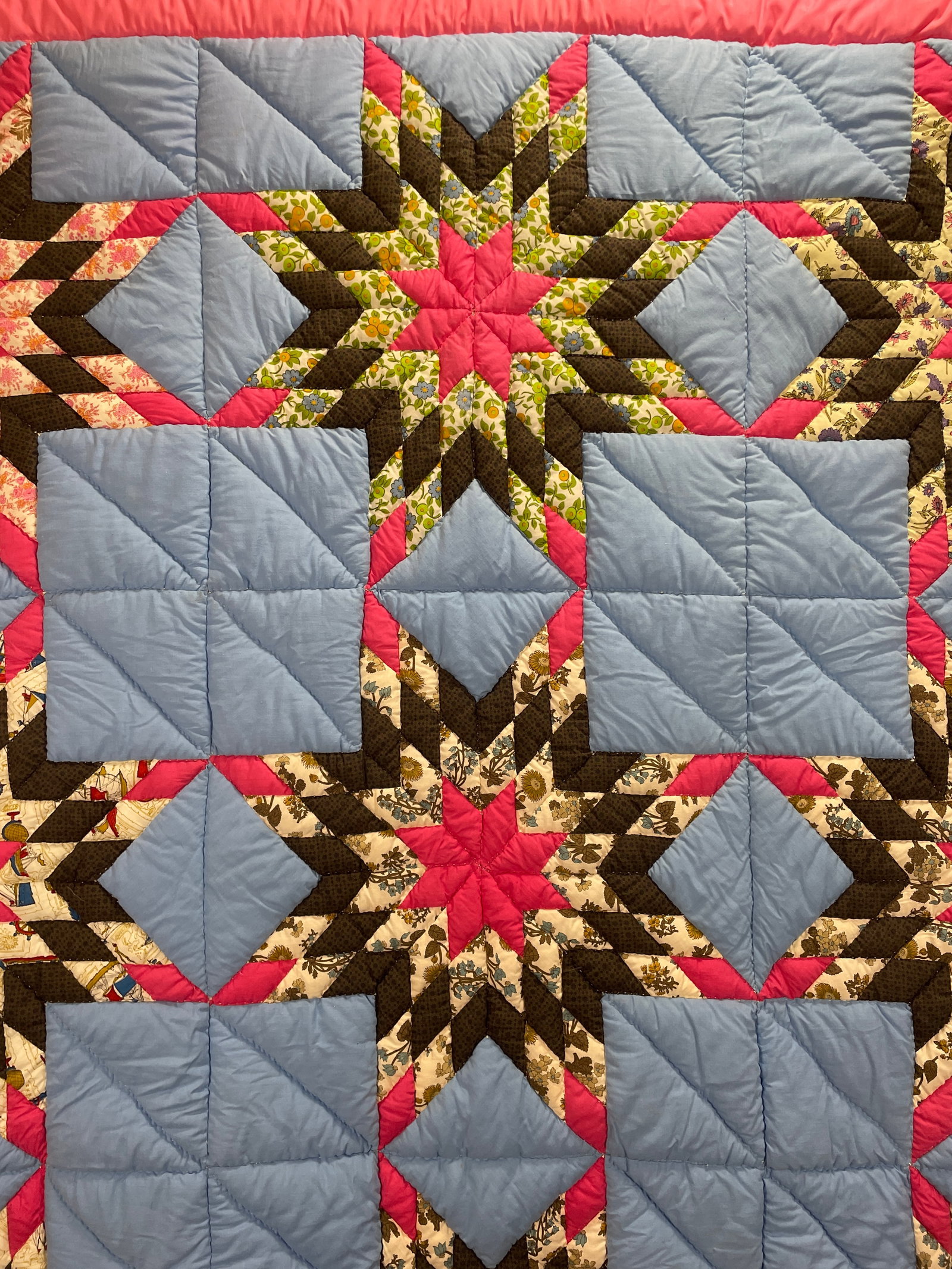HANDMADE STAR PATTERN QUILT 95" x 80" - 2