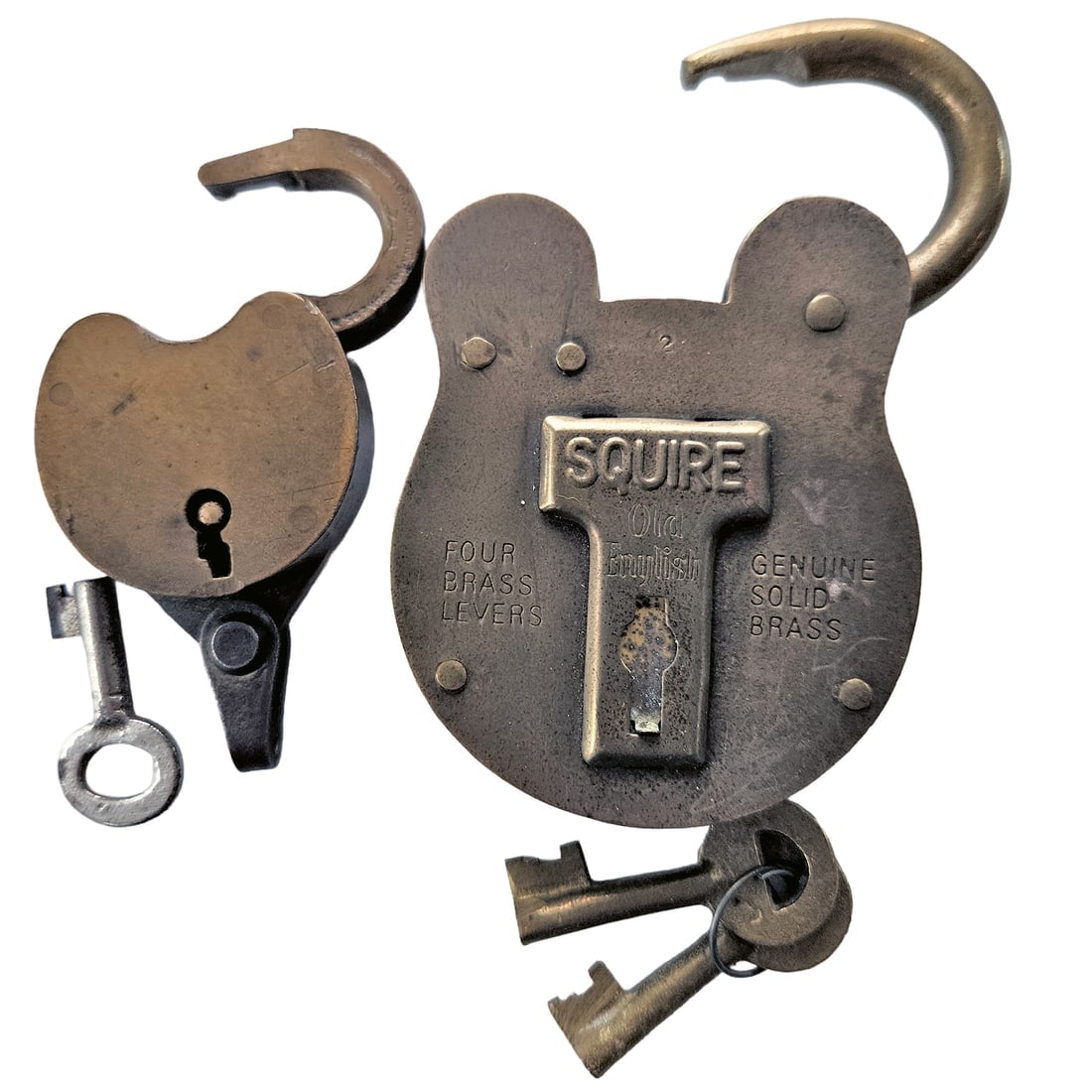 Vintage Solid Brass Padlocks with Keys - 2