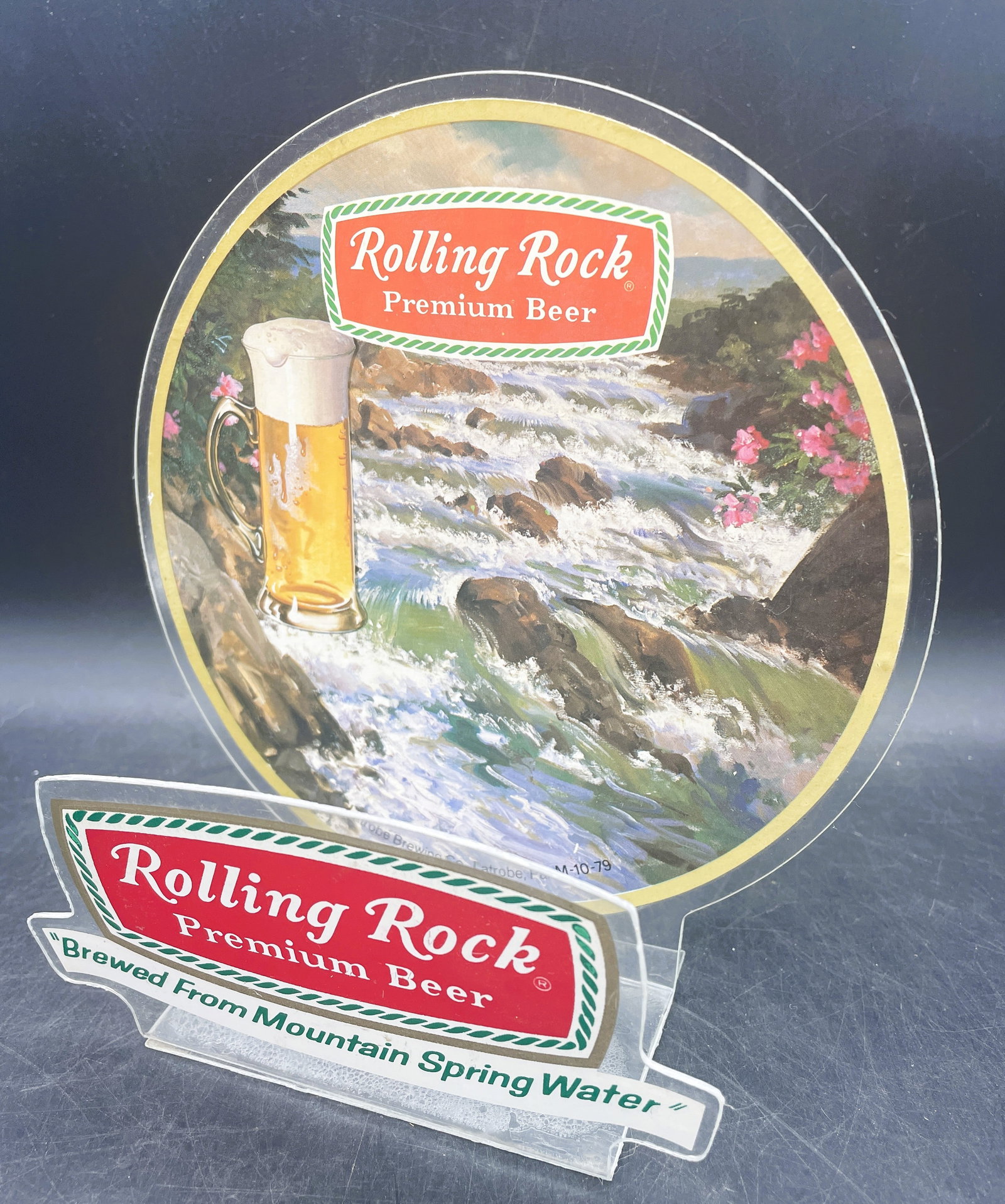 1970s RARE ROLLING ROCK PREMIUM BEER CLEAR PLASTIC NAPKIN HOLDER (1 of 8)