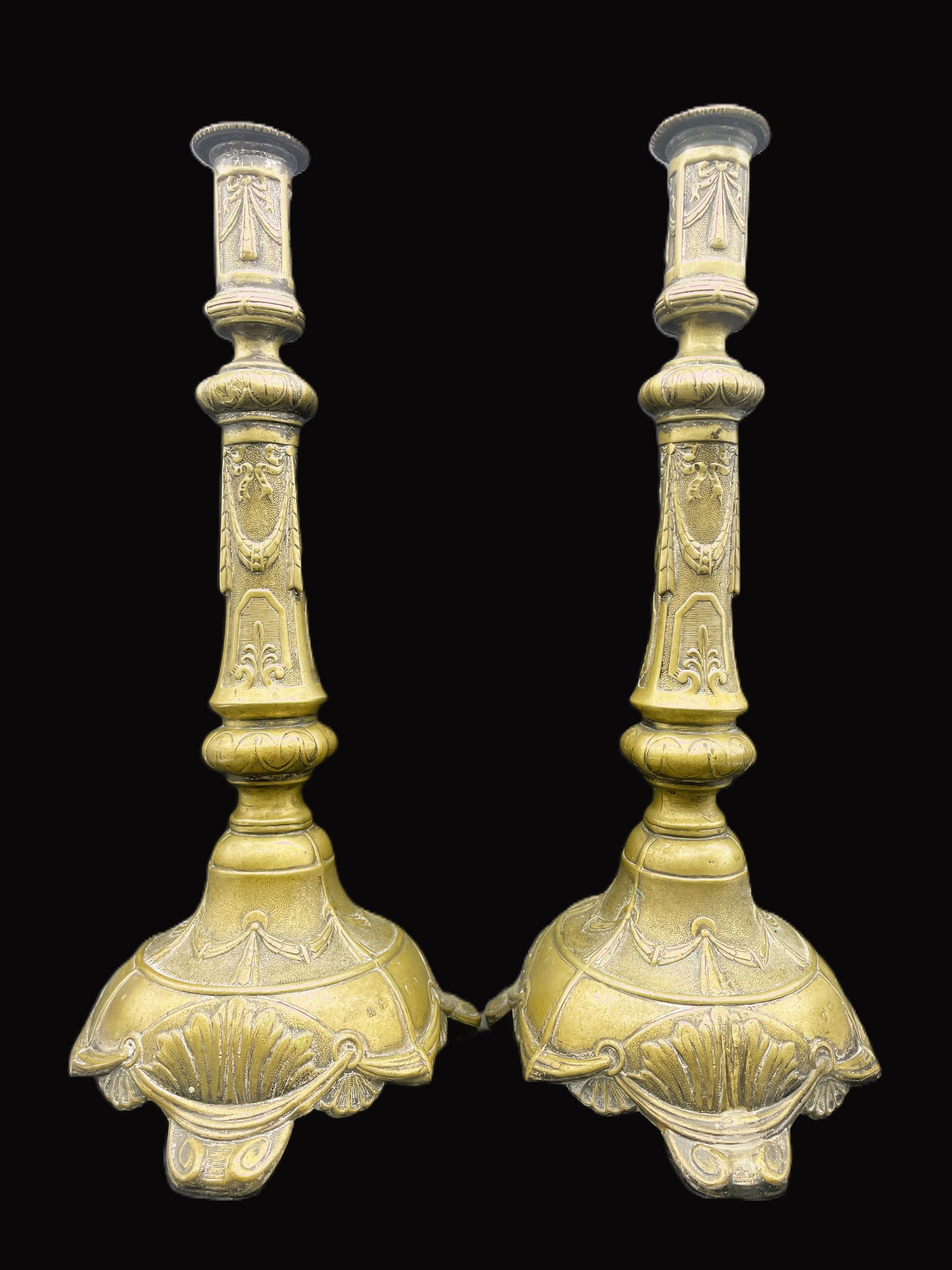 Beautiful Pair of Antique Ornate Brass Candlesticks Renaissance (1 of 7)