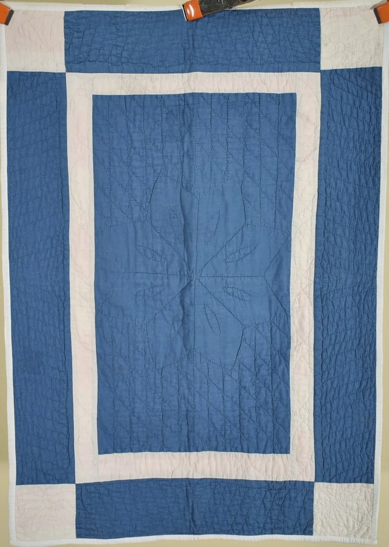 1930's Blue & White Amish Plain Quilt (1 of 9)
