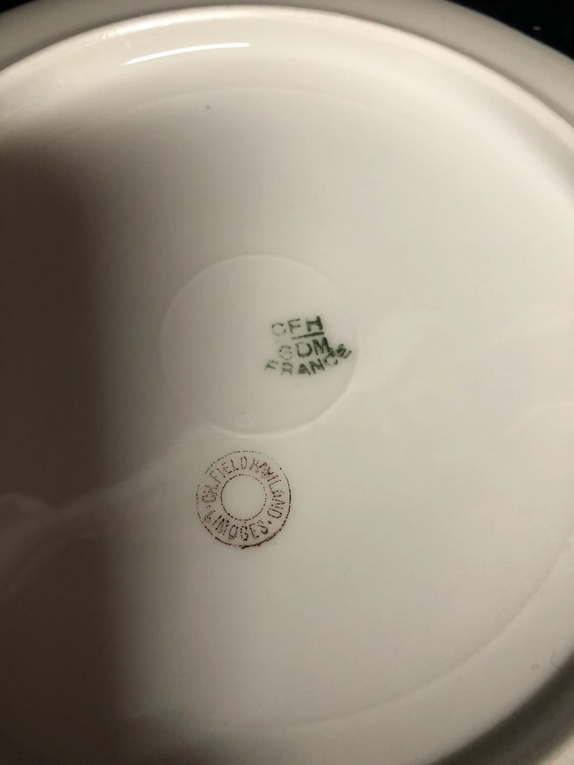 12pc Limoges Porcelain Cobalt Fish Set - 10