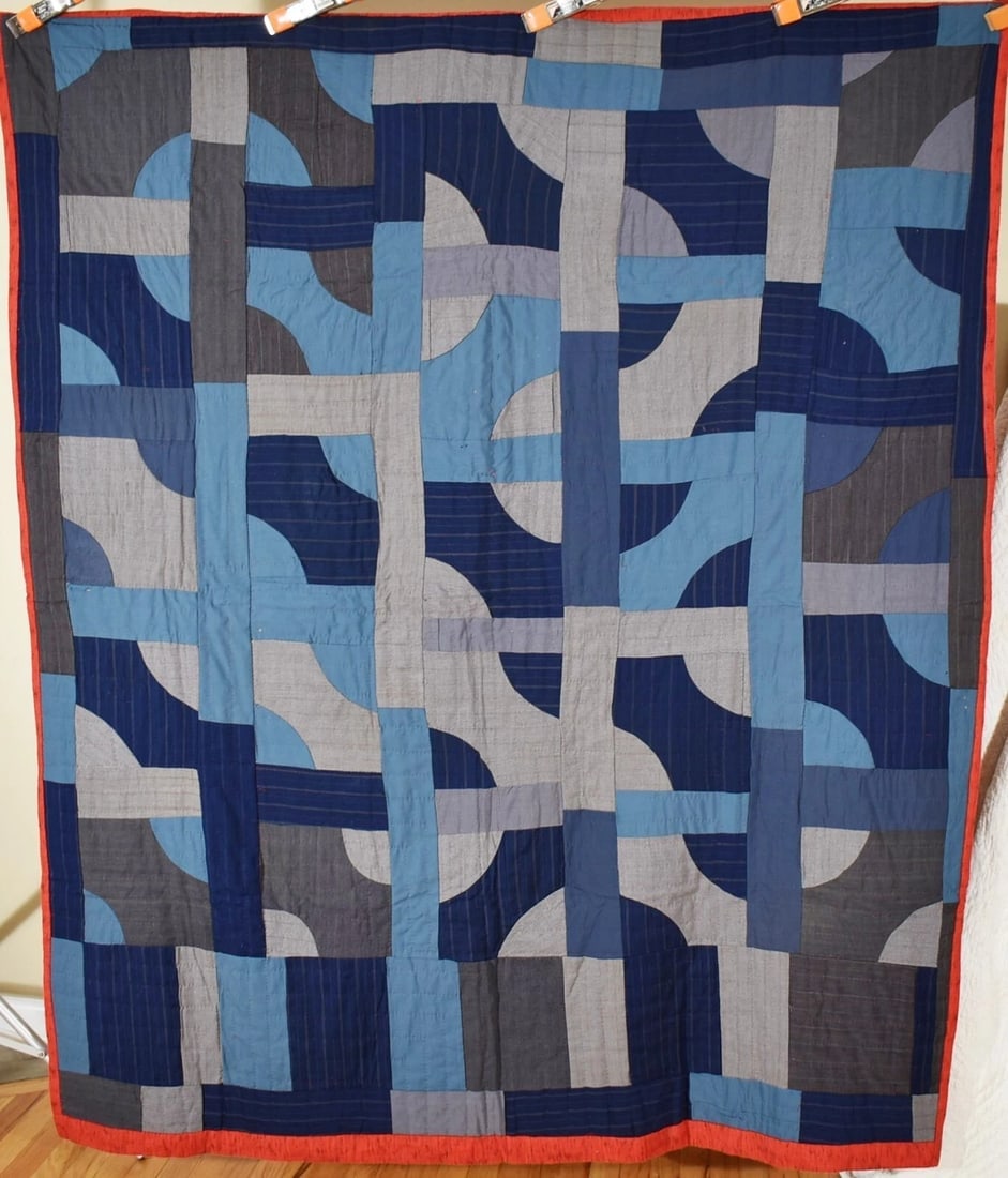 1920's Bowties Quilt w/ Denim & Work Clothing Fabrics (1 of 8)