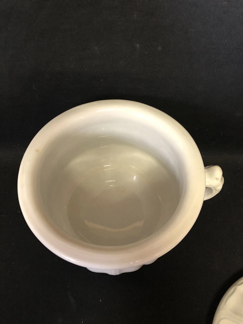 presidents shape ironstone chamber pot w/ lid - 2