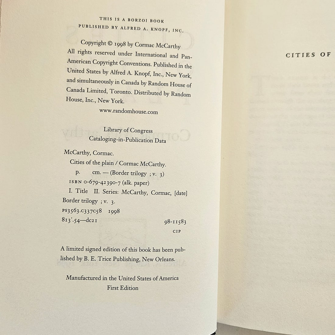 The Border Trilogy by Cormac McCarthy Mixed Book Set - 5