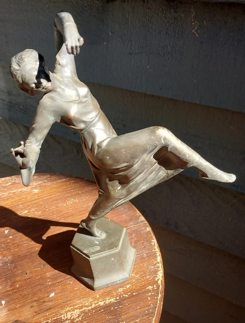 Bronze Copper Dancing Flapper 1920 Antique - 3