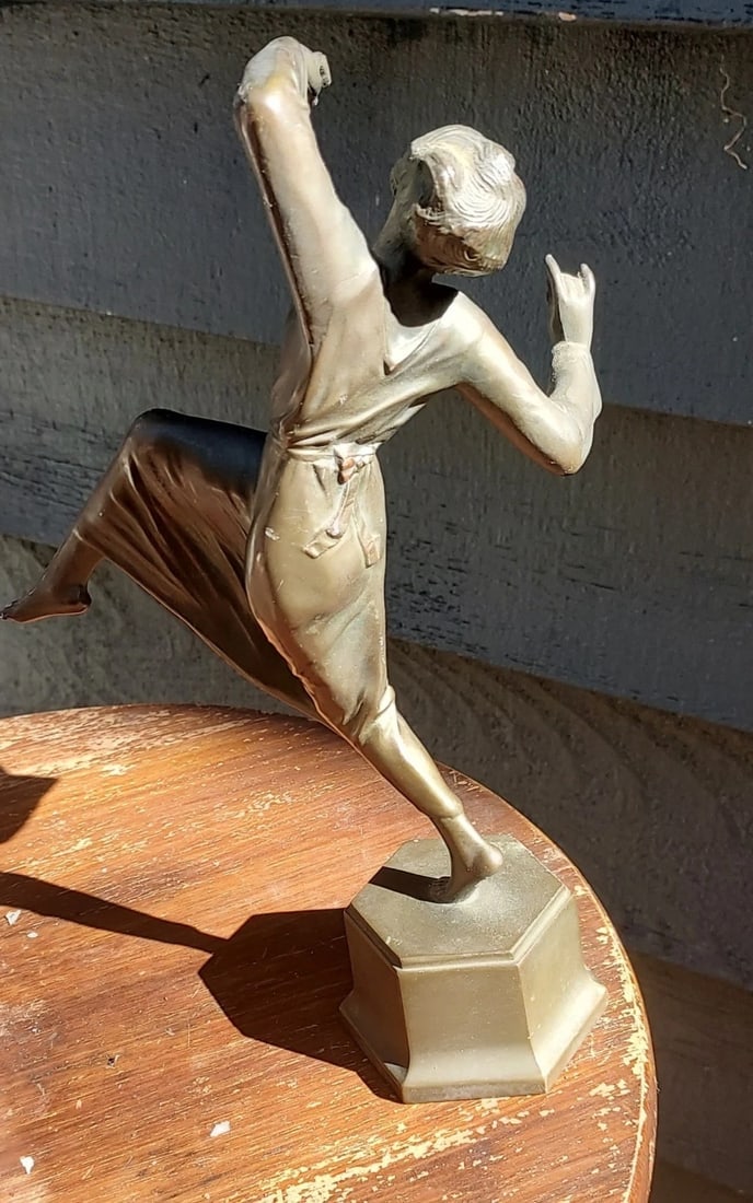 Bronze Copper Dancing Flapper 1920 Antique - 4