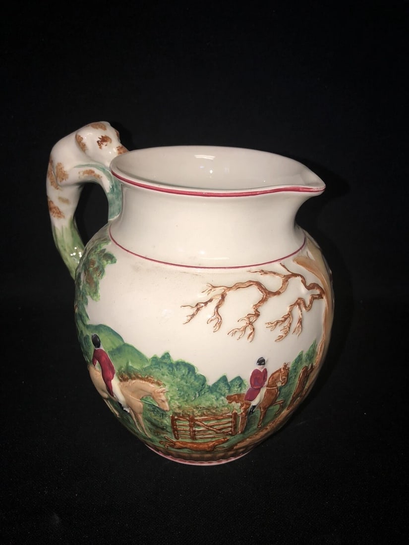 7 1/2?? Wedgwood Majolica Dog Handled Pitcher - 2