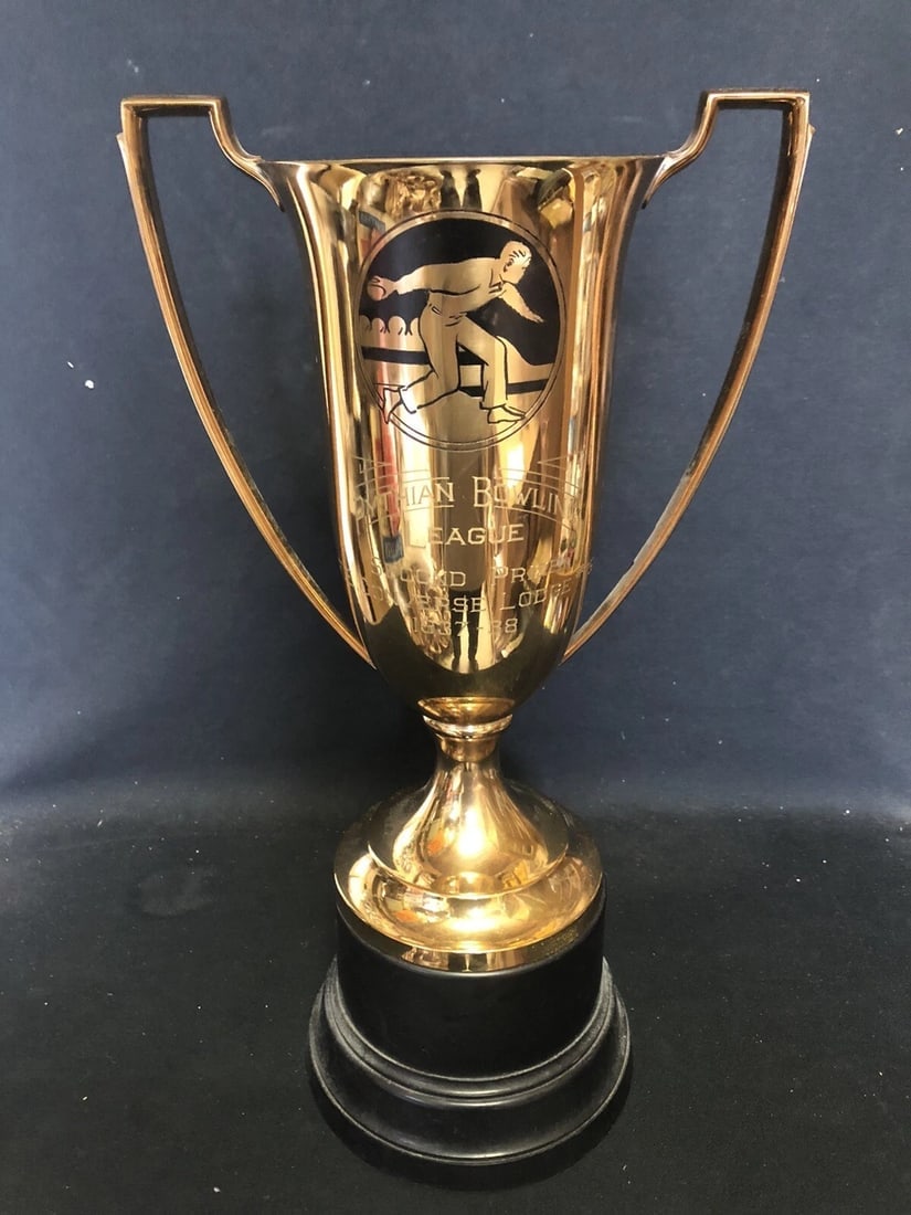 1937 17?? KOP e f converse lodge 75 Pythian Bowling Loving Cup Trophy Malden Ma