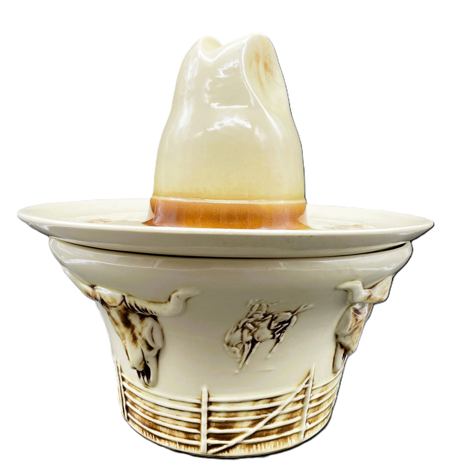 1960 MCCOY USA EL RANCHO SOMBRERO SERVE ALL CHIP & DIP BOWL (1 of 8)