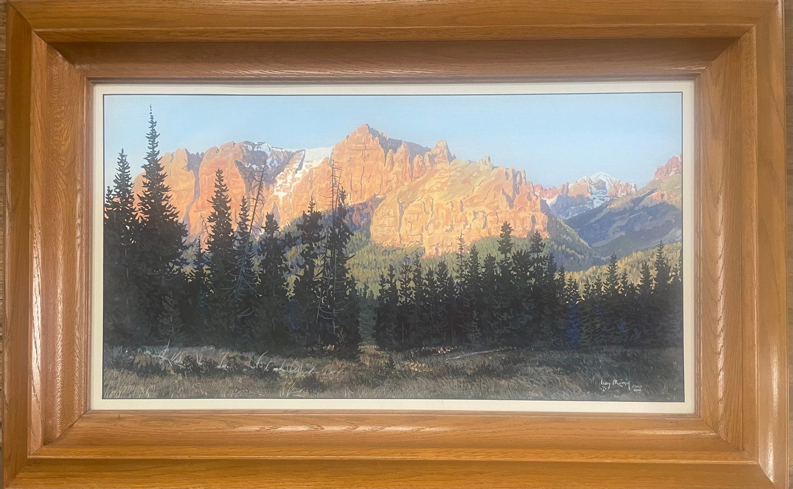 End of Day under glass: Artist: Gary Keimig Title:End of Day under glass Description: Gary Keimig is an artist known for his paintings of the Rocky Mountain West, focusing on its landscapes and wildlife in the Dubois area, Y