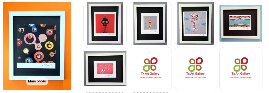 TAKASHI MURAKAMI + SET OF 6 SIGNED PRINTS FROM JAPAN + FRAMED 14x11in! (1 of 10)